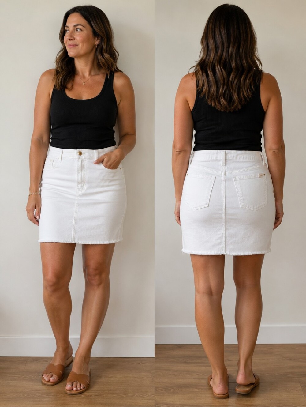 JEN7 by 7 For All Mankind White Denim Frayed Hem Pencil Skirt Size 12 NWOT